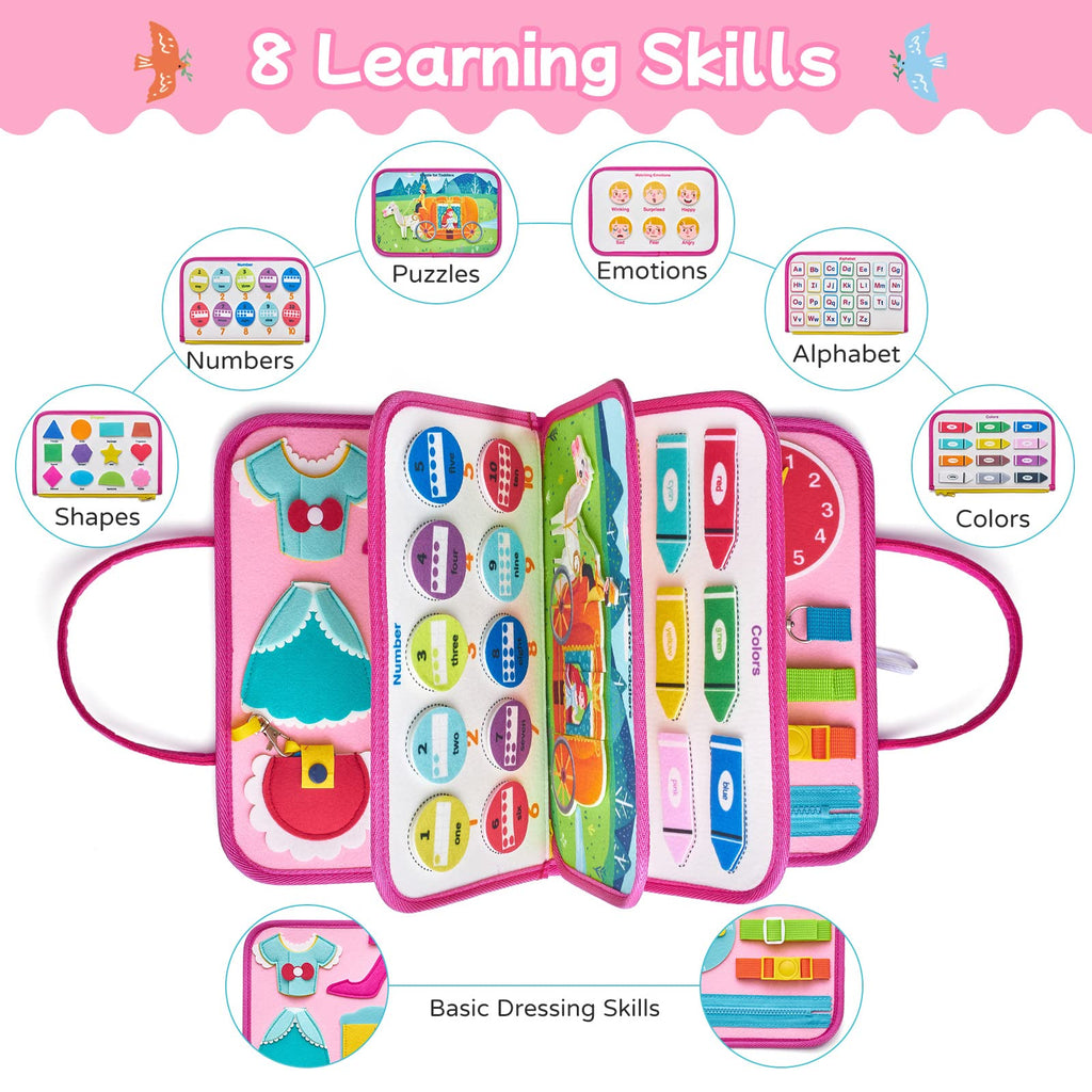 Montessori Busy Board/Quiet Book 8-seitig – Prinzessin