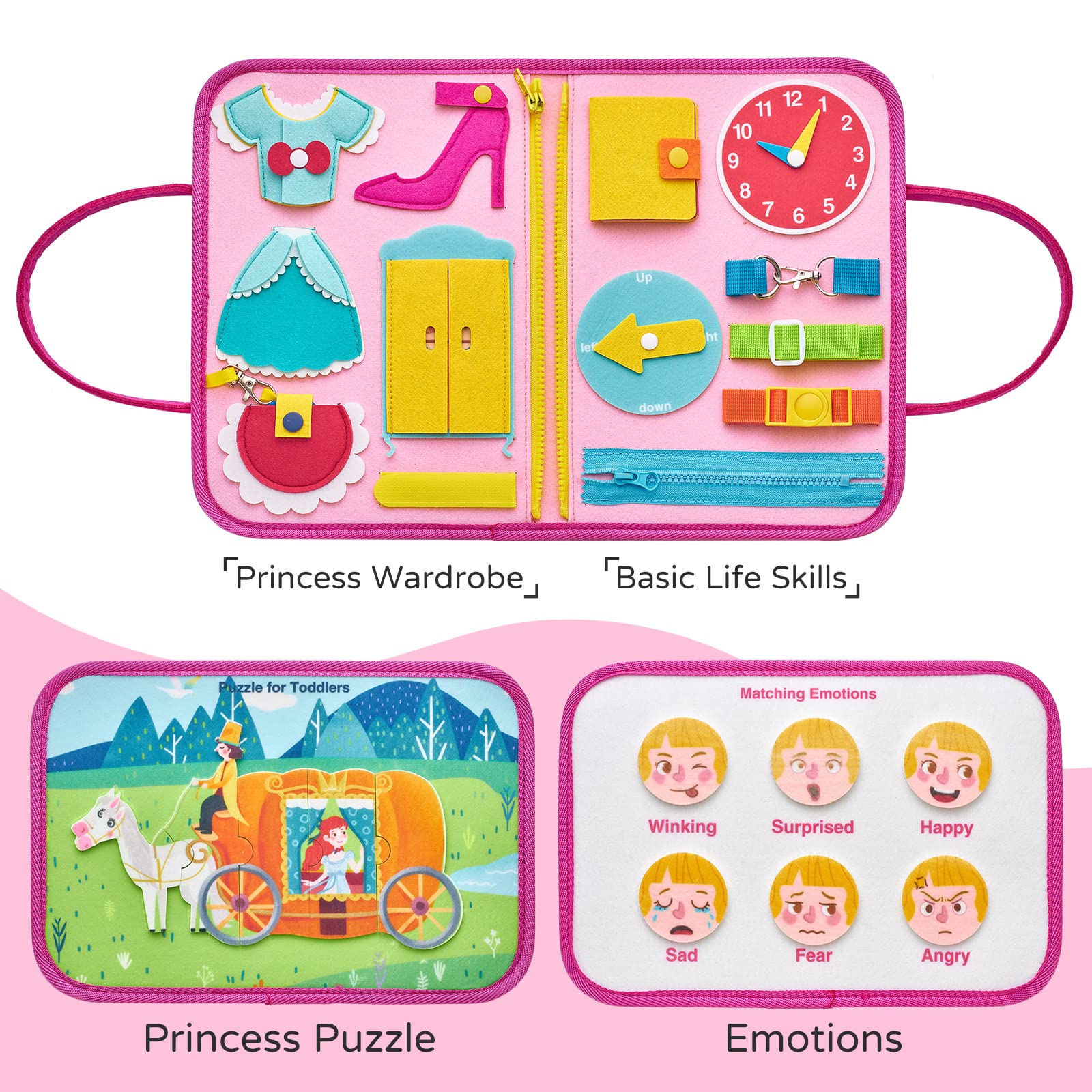 Montessori Busy Board/Quiet Book 8-seitig – Prinzessin