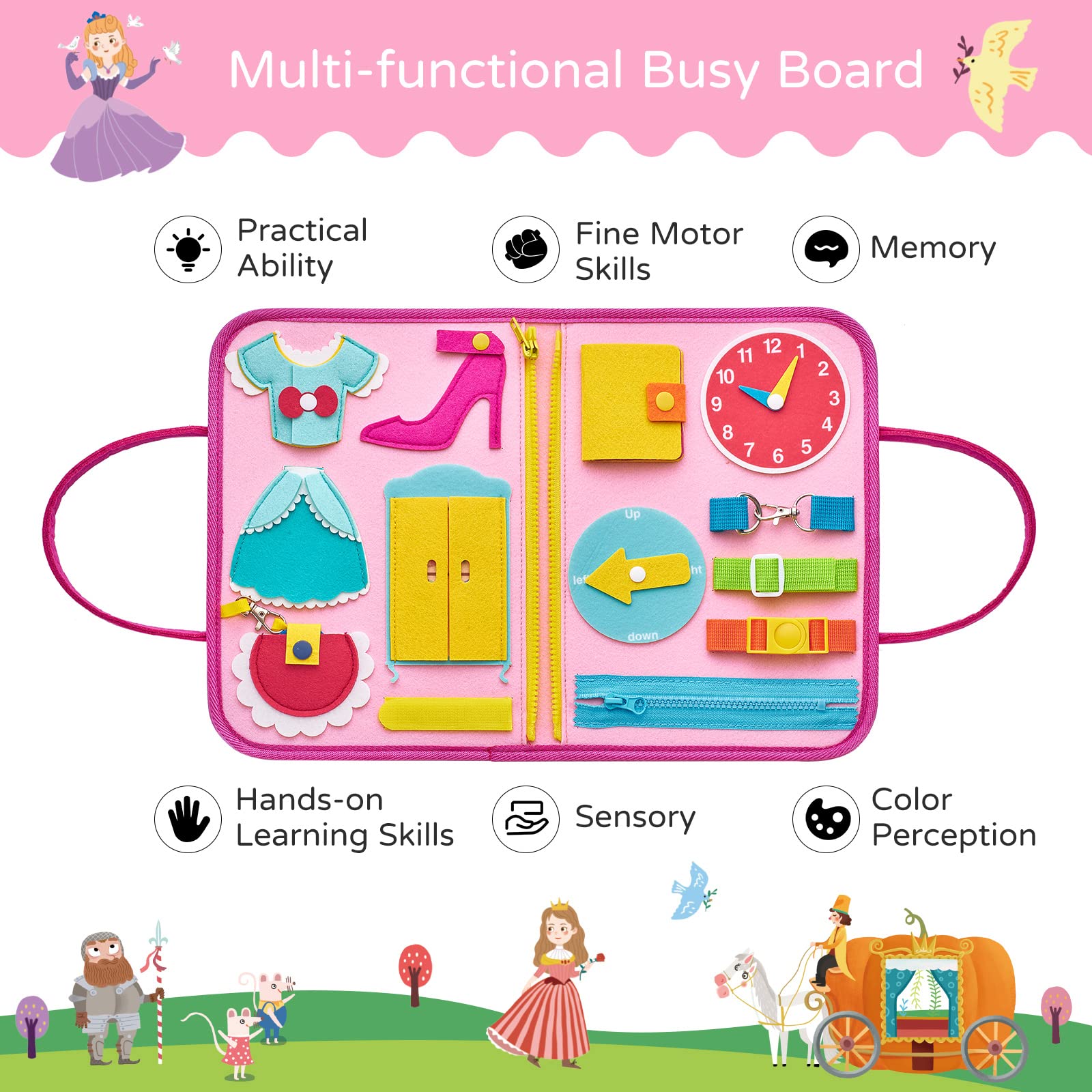 Montessori Busy Board/Quiet Book 8-seitig – Prinzessin