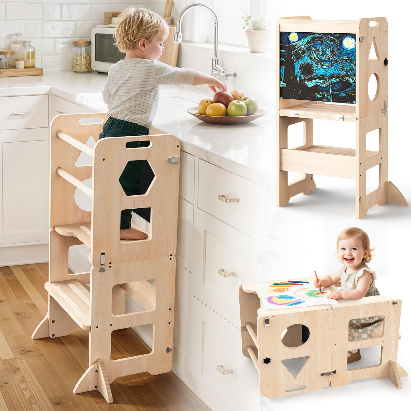 Lernturm 3-in-1 Klappbar – Mit Kreidetafel