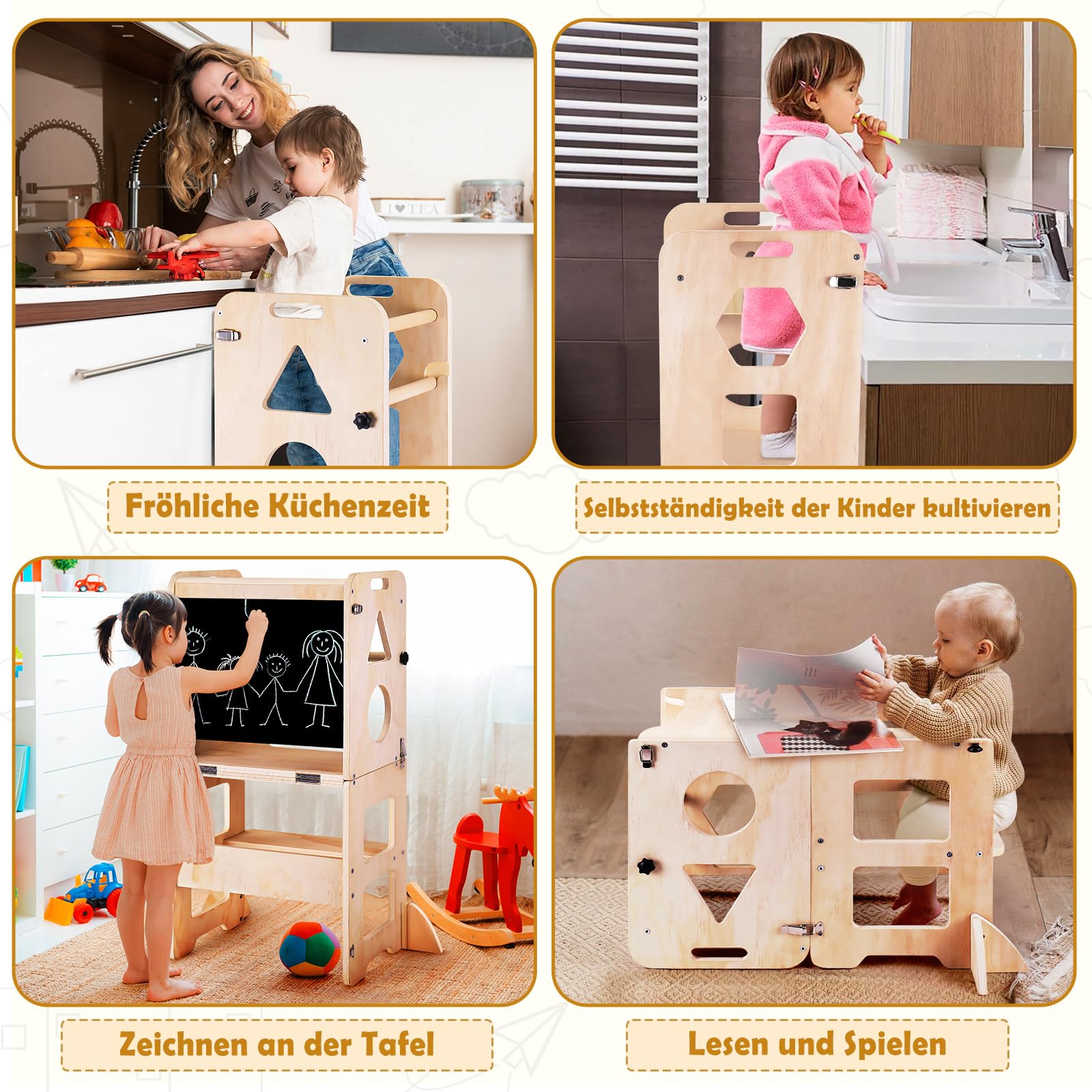 Lernturm 3-in-1 Klappbar – Mit Kreidetafel