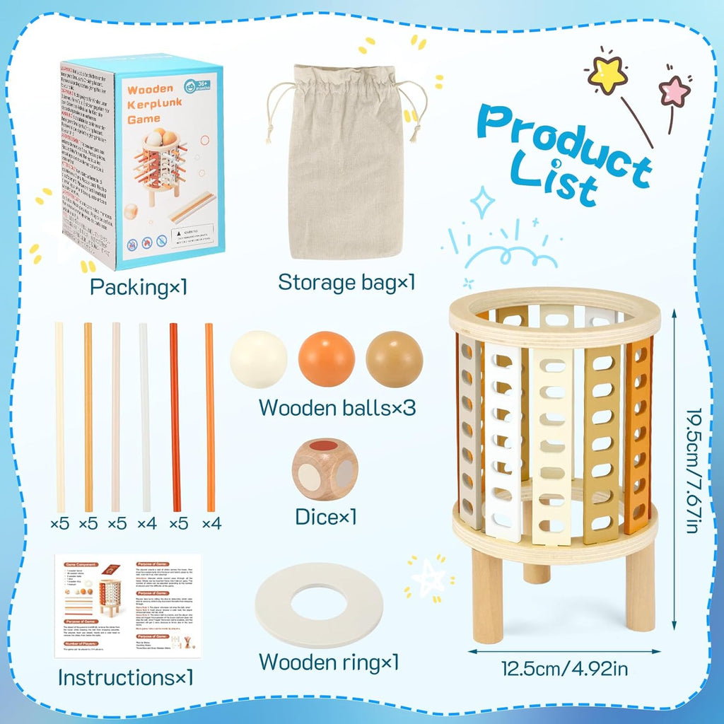 Farblernturm Montessori Spielzeug – Rund (Drop-Stick & Kugelspiel)