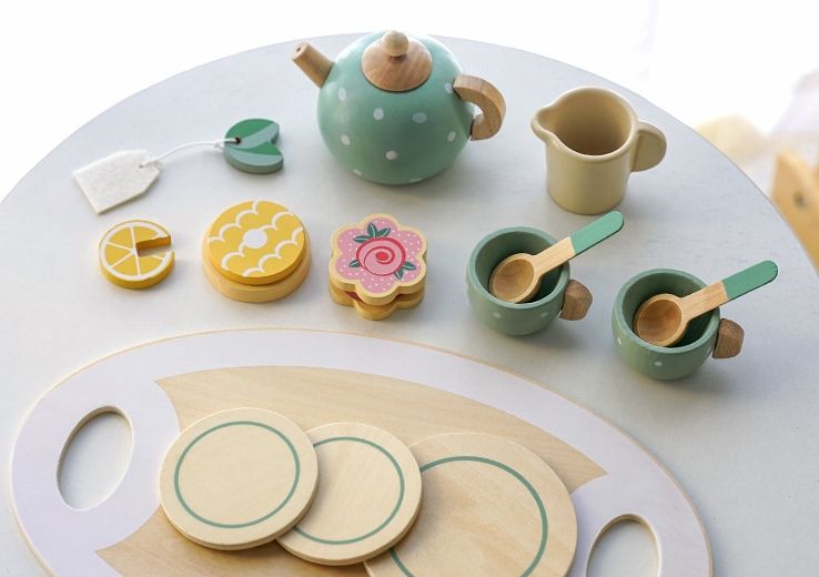 Montessori Holz Teeset Kinder – Rollenspiel Küchenspielzeug