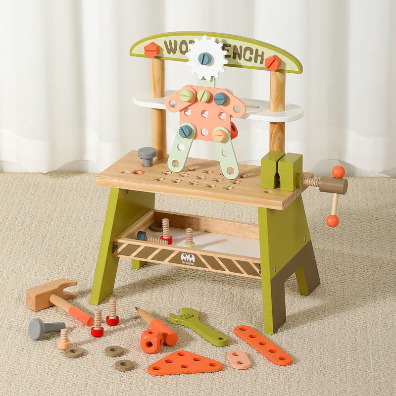 Kinder Werkbank Holz – Schraubspielzeug & Baukasten Werkzeugtisch (Einsteiger)