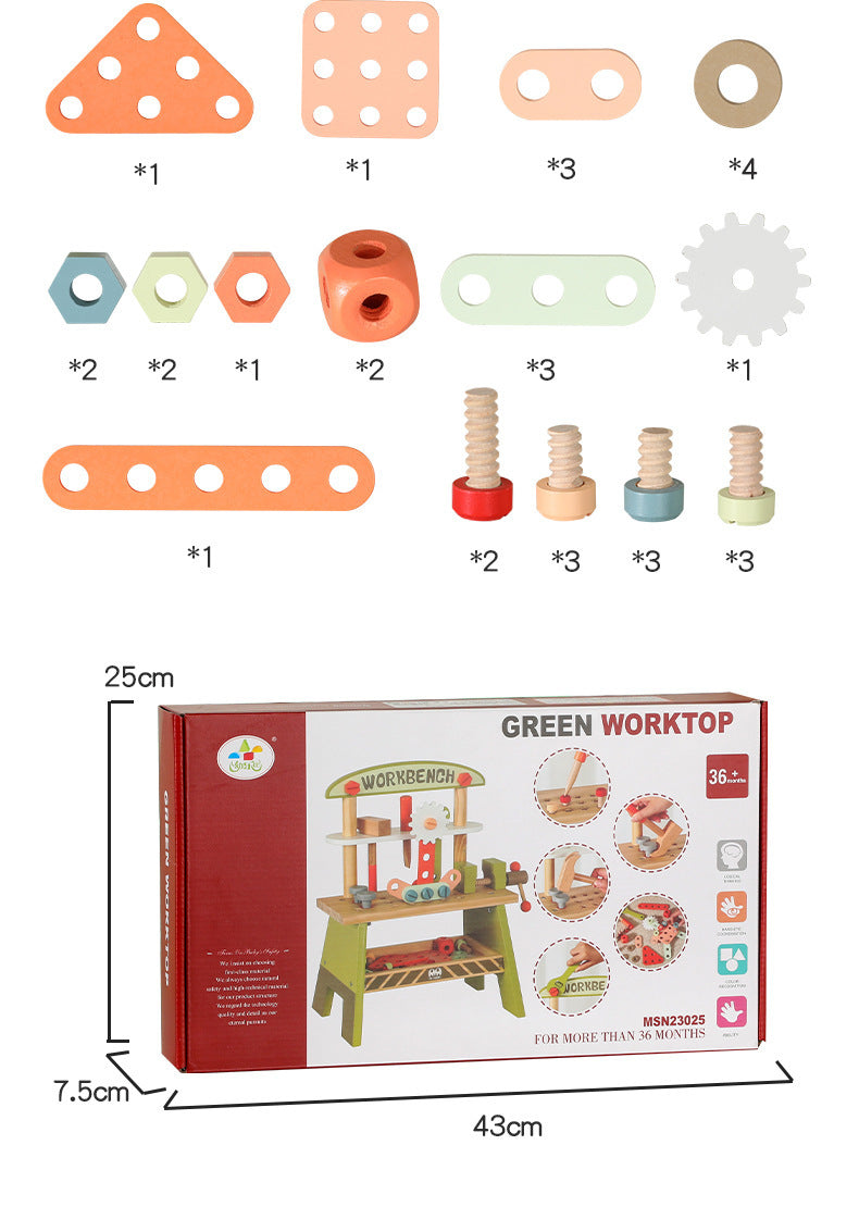 Kinder Werkbank Holz – Schraubspielzeug & Baukasten Werkzeugtisch (Einsteiger)