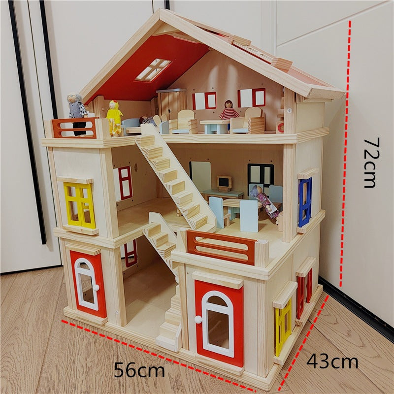 Großes Holz Puppenhaus 3 Etagen mit Möbeln