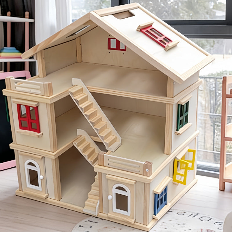 Großes Holz Puppenhaus 3 Etagen mit Möbeln