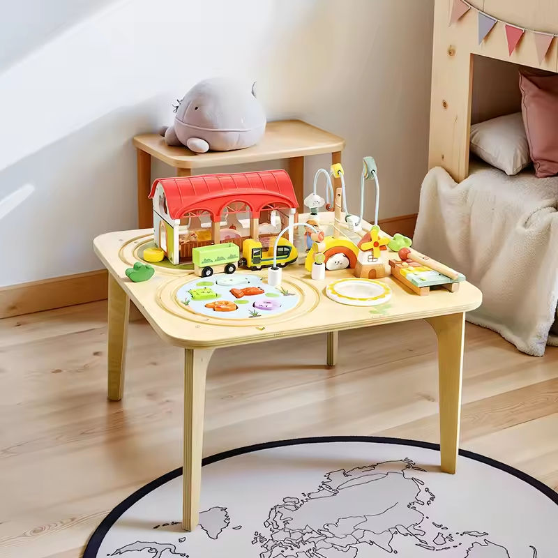 9-in-1 Holz-Aktivitätstisch | All-in-One Lernzentrum für Kleinkinder