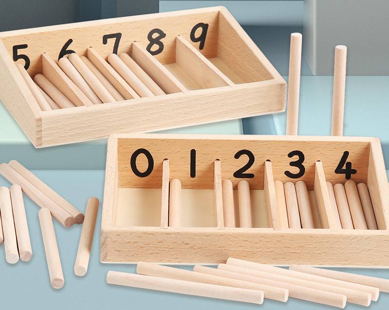 Montessori Zählbrett mit Holzstäben 0–9 – Zahlen lernen & Mengen verstehen