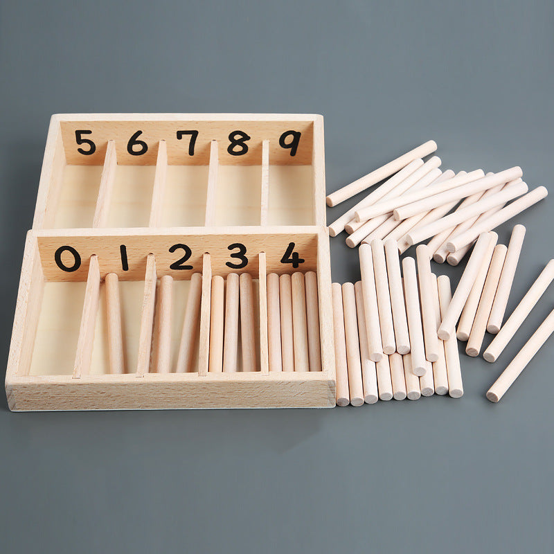 Montessori Zählbrett mit Holzstäben 0–9 – Zahlen lernen & Mengen verstehen