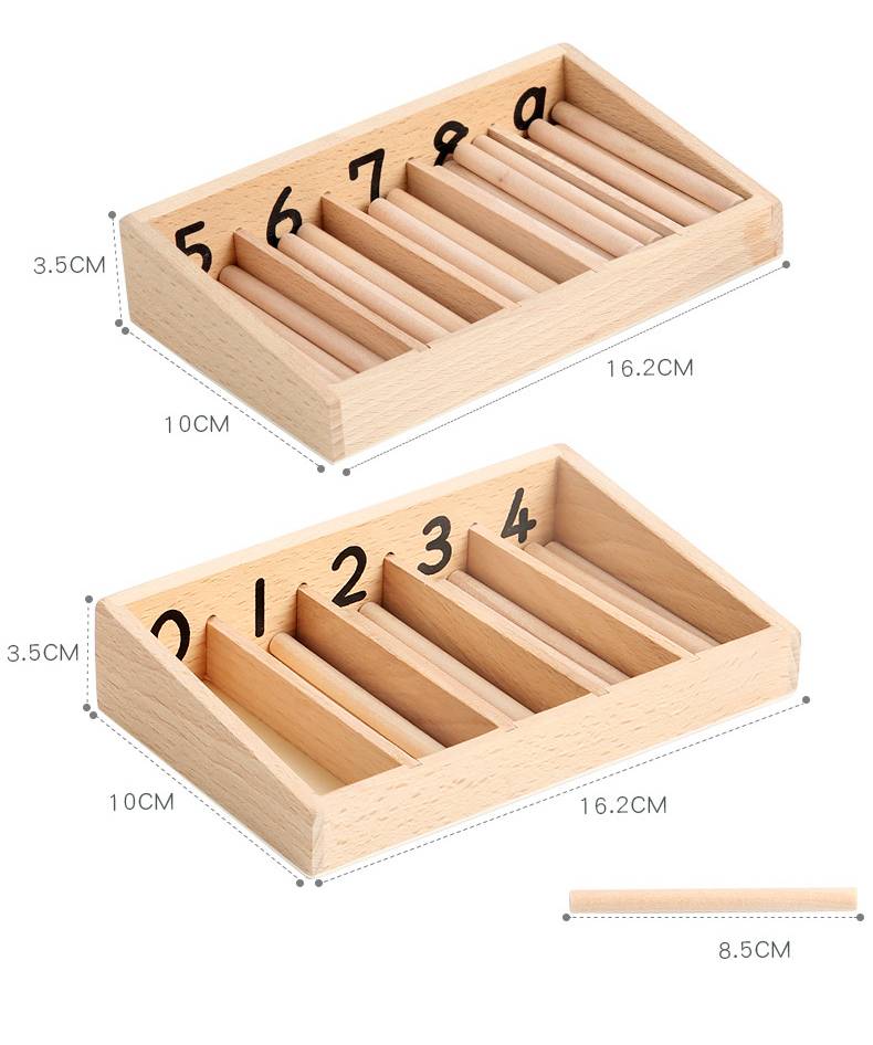Montessori Zählbrett mit Holzstäben 0–9 – Zahlen lernen & Mengen verstehen