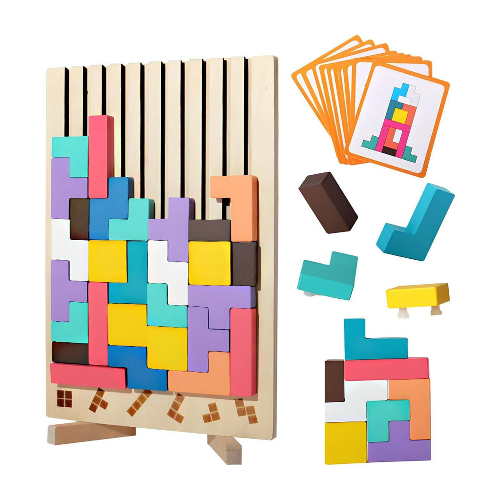 Montessori Tetris Holzpuzzle – Logikspiel ab 3 Jahren