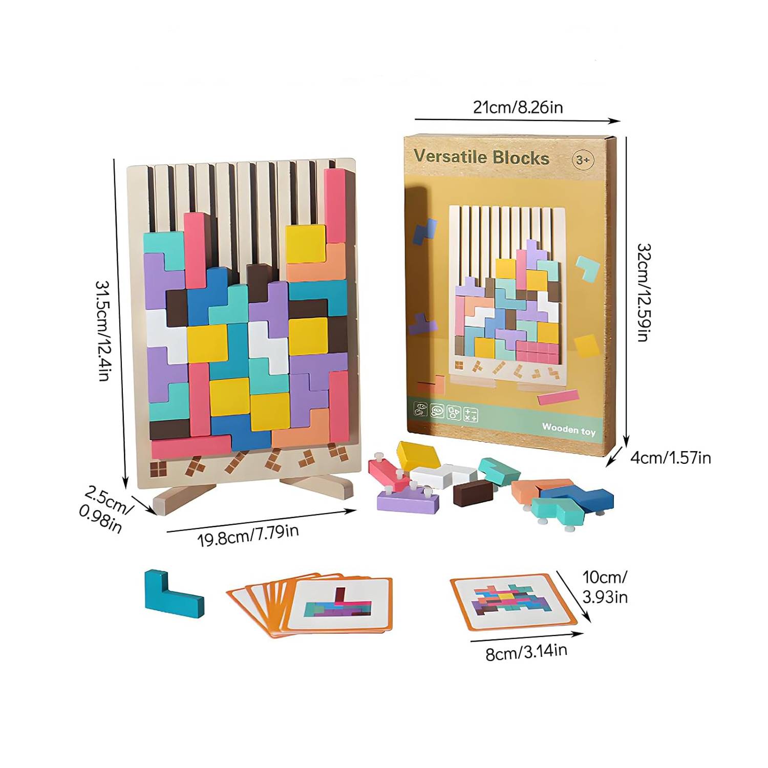 Montessori Tetris Holzpuzzle – Logikspiel ab 3 Jahren