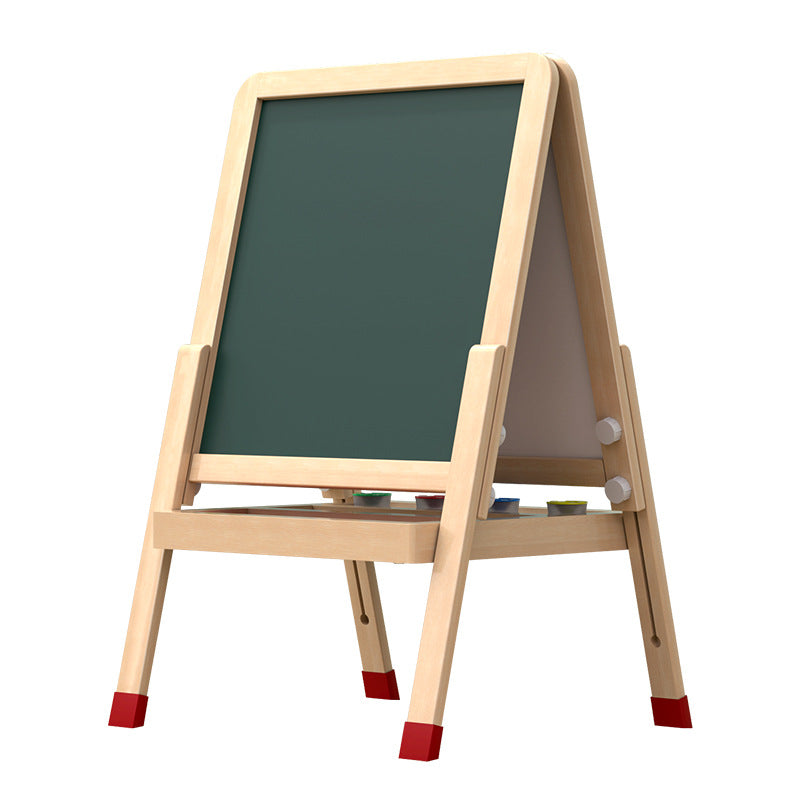 Montessori Kinderstaffelei aus Holz – Höhenverstellbare Maltafel mit Whiteboard & Kreidetafel