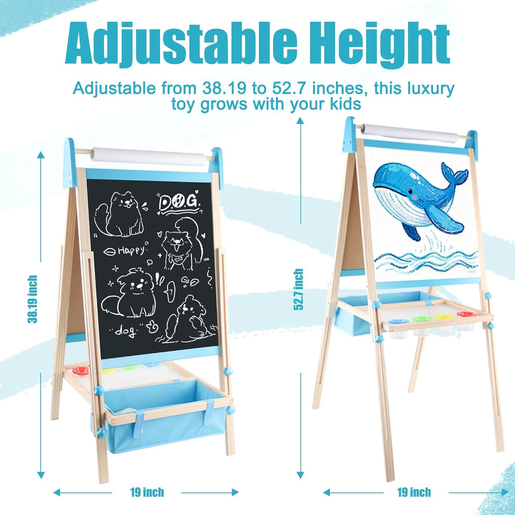 Montessori Kinderstaffelei Holz – 2-in-1 Tafel & Whiteboard