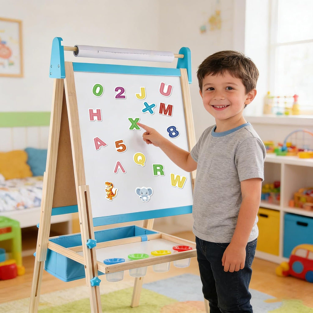 Montessori Kinderstaffelei Holz – 2-in-1 Tafel & Whiteboard