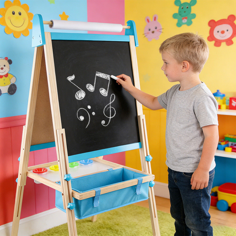 Montessori Kinderstaffelei Holz – 2-in-1 Tafel & Whiteboard