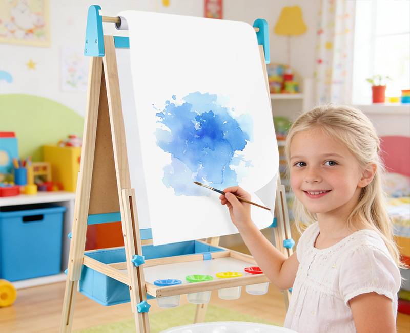 Montessori Kinderstaffelei Holz – 2-in-1 Tafel & Whiteboard
