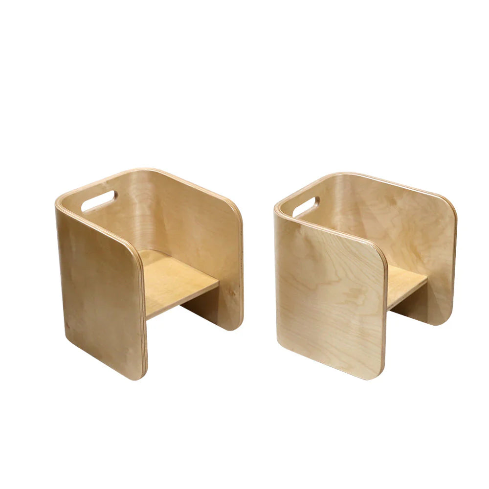 2-in-1 Montessori Kinderhocker – Stuhl, Tisch & Regal