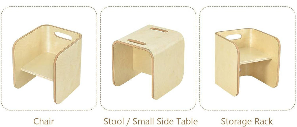 2-in-1 Montessori Kinderhocker – Stuhl, Tisch & Regal