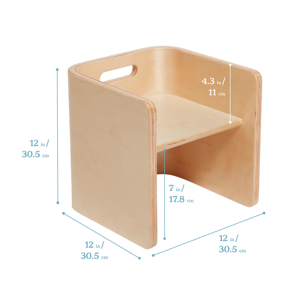 2-in-1 Montessori Kinderhocker – Stuhl, Tisch & Regal