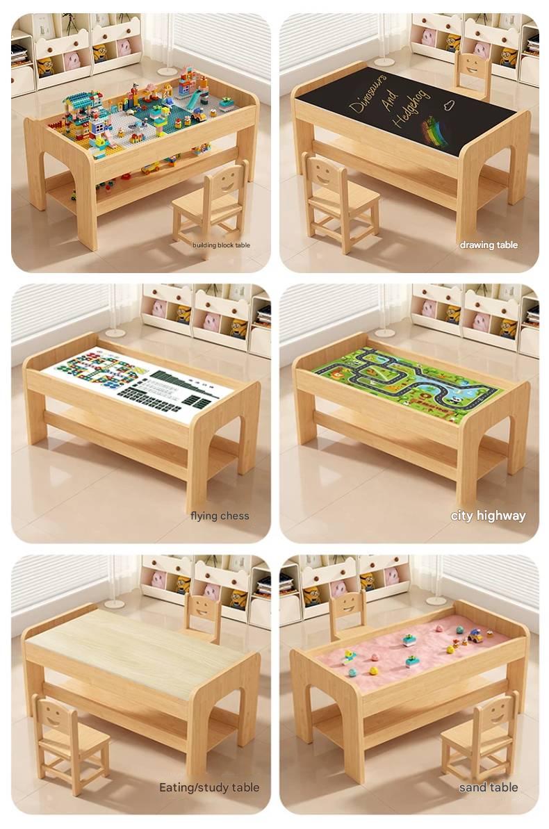 Montessori Kindertisch aus Holz – Spieltisch mit Stauraum & Stühlen
