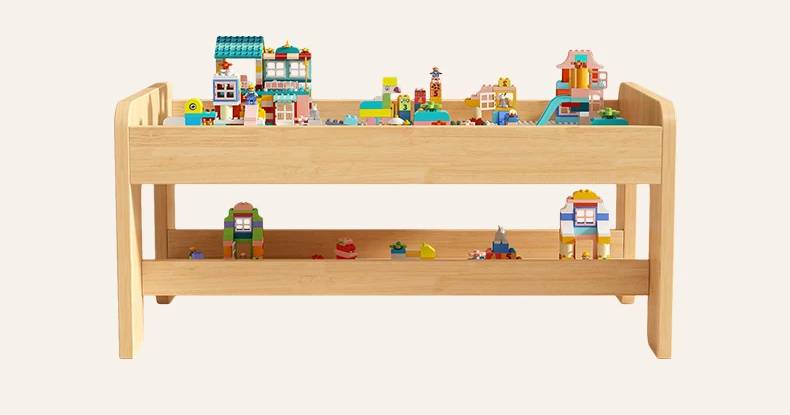 Montessori Kindertisch aus Holz – Spieltisch mit Stauraum & Stühlen