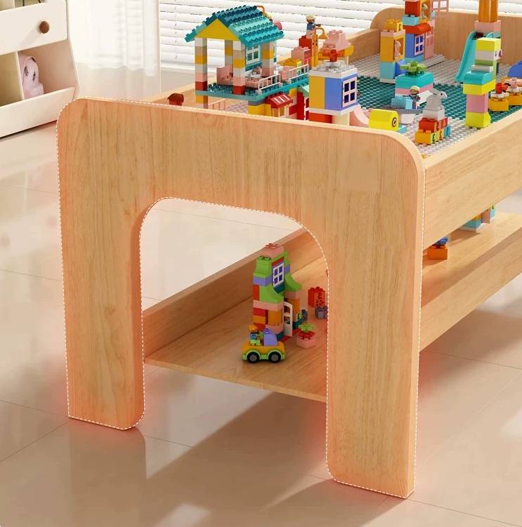 Montessori Kindertisch aus Holz – Spieltisch mit Stauraum & Stühlen