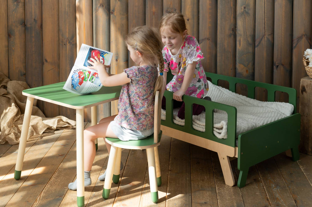 Montessori Kinder Tisch & Stuhl Set aus Holz – Bunny Design