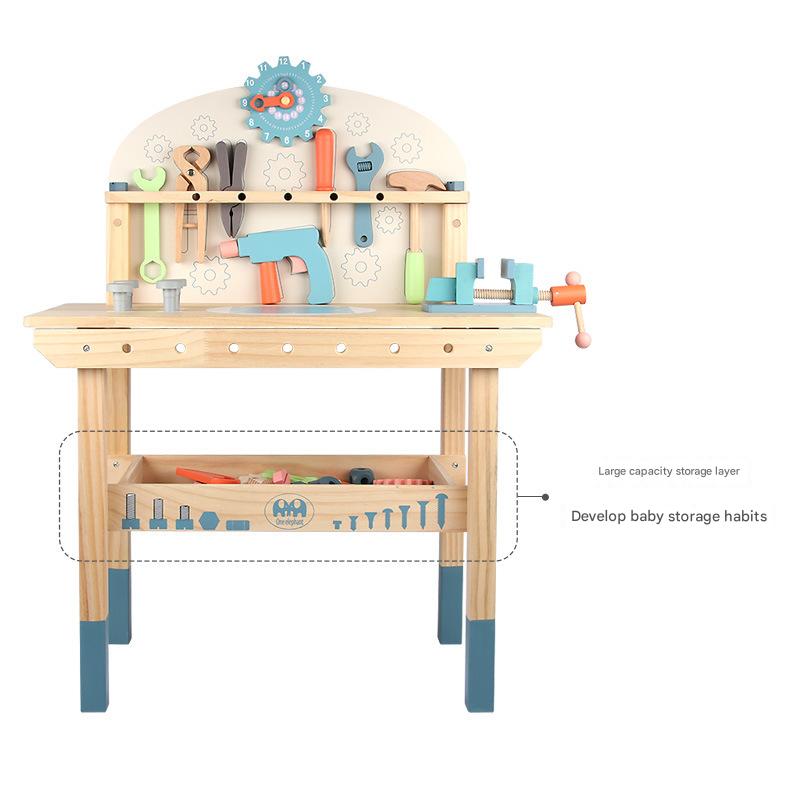 Montessori Kinder Werkbank aus Holz mit Stauraum
