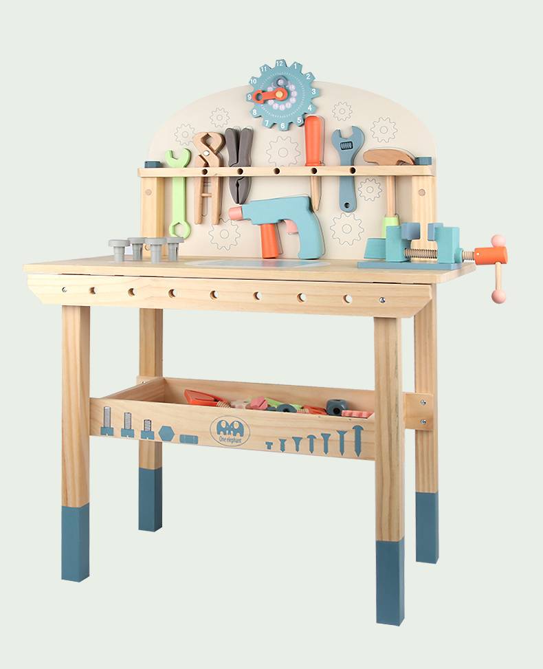 Montessori Kinder Werkbank aus Holz mit Stauraum