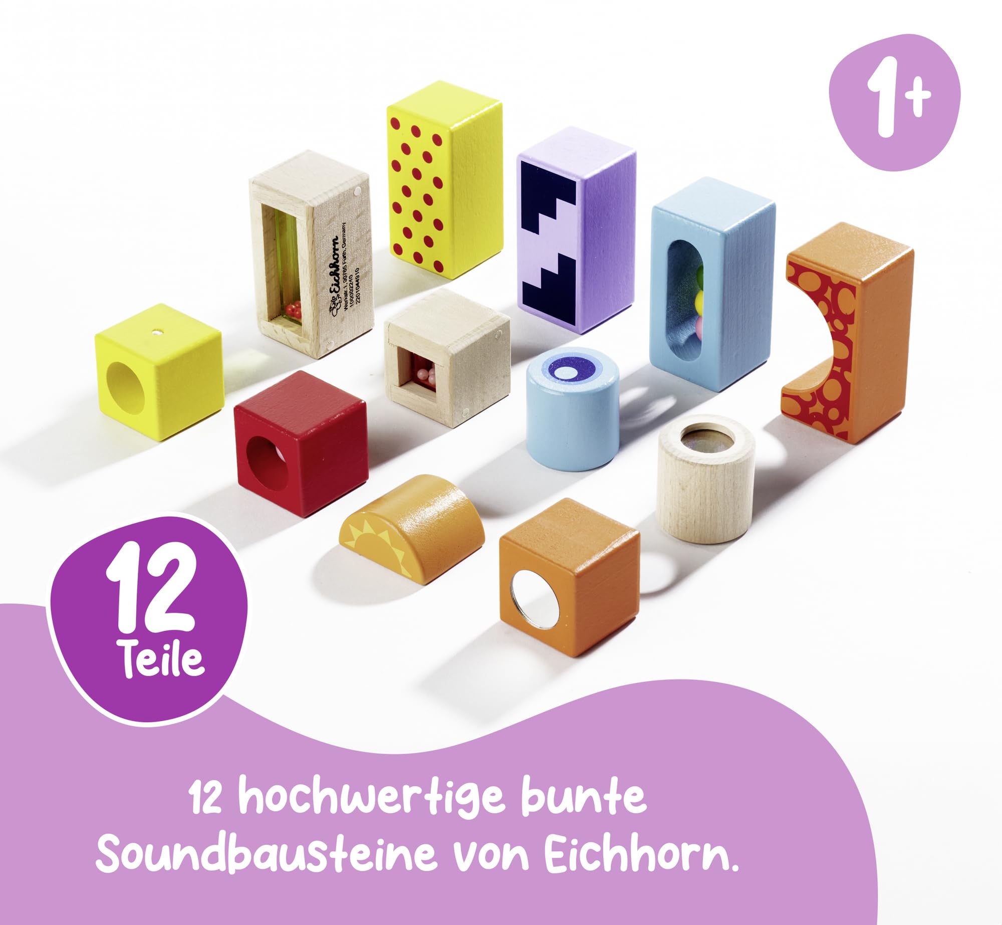 Montessori Klangbausteine aus Holz – 12 Sensorik-Bausteine ab 1 Jahr