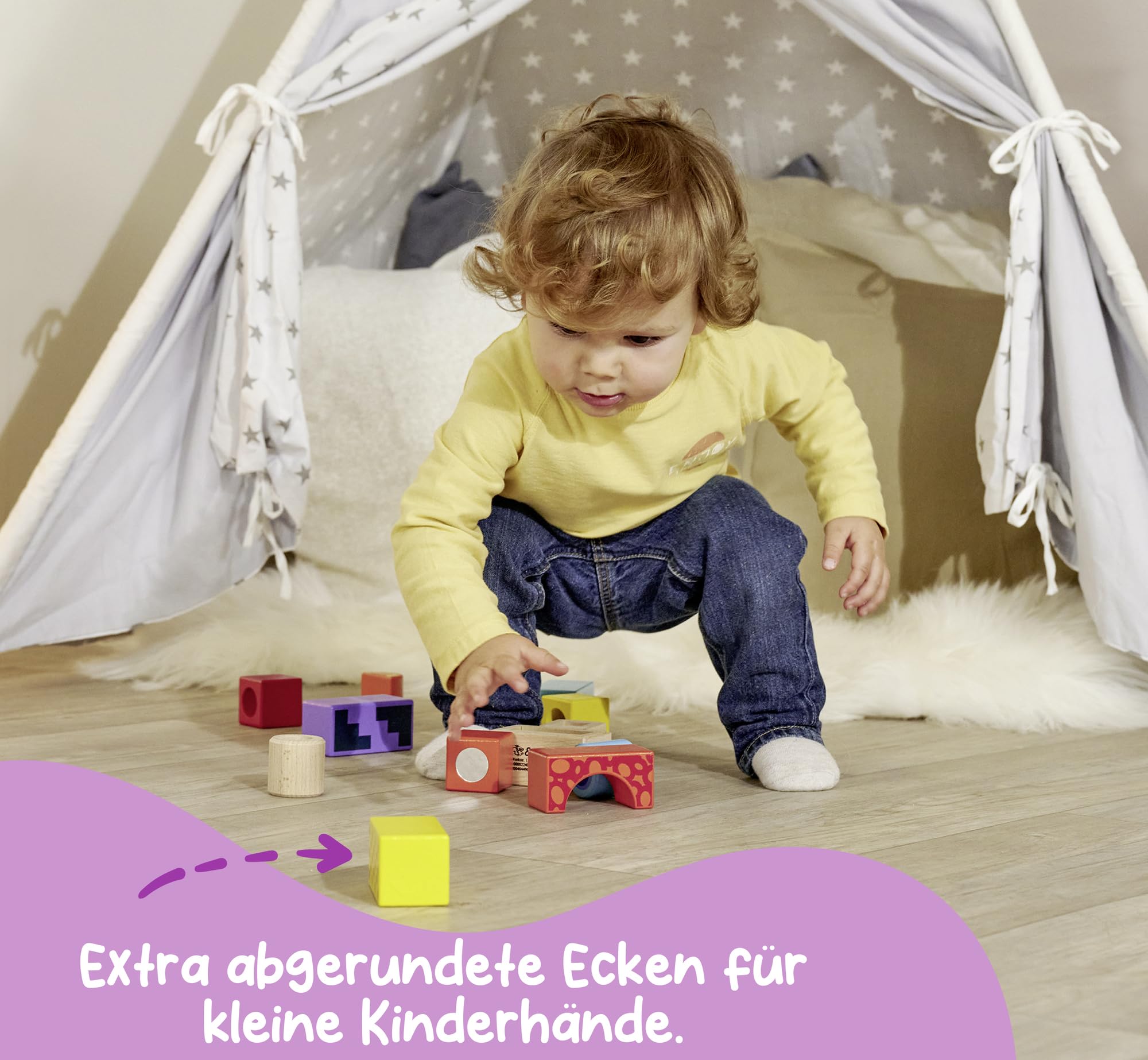 Montessori Klangbausteine aus Holz – 12 Sensorik-Bausteine ab 1 Jahr