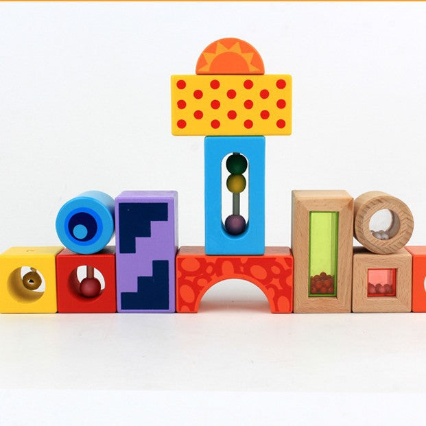 Montessori Klangbausteine aus Holz – 12 Sensorik-Bausteine ab 1 Jahr