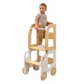 Montessori Lernturm 3-in-1 – Küchenhelfer, Tisch & Stuhl-Auto-Design