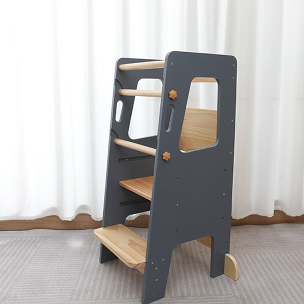 Lernturm Höhenverstellbar Klassik  Massivholz Grau