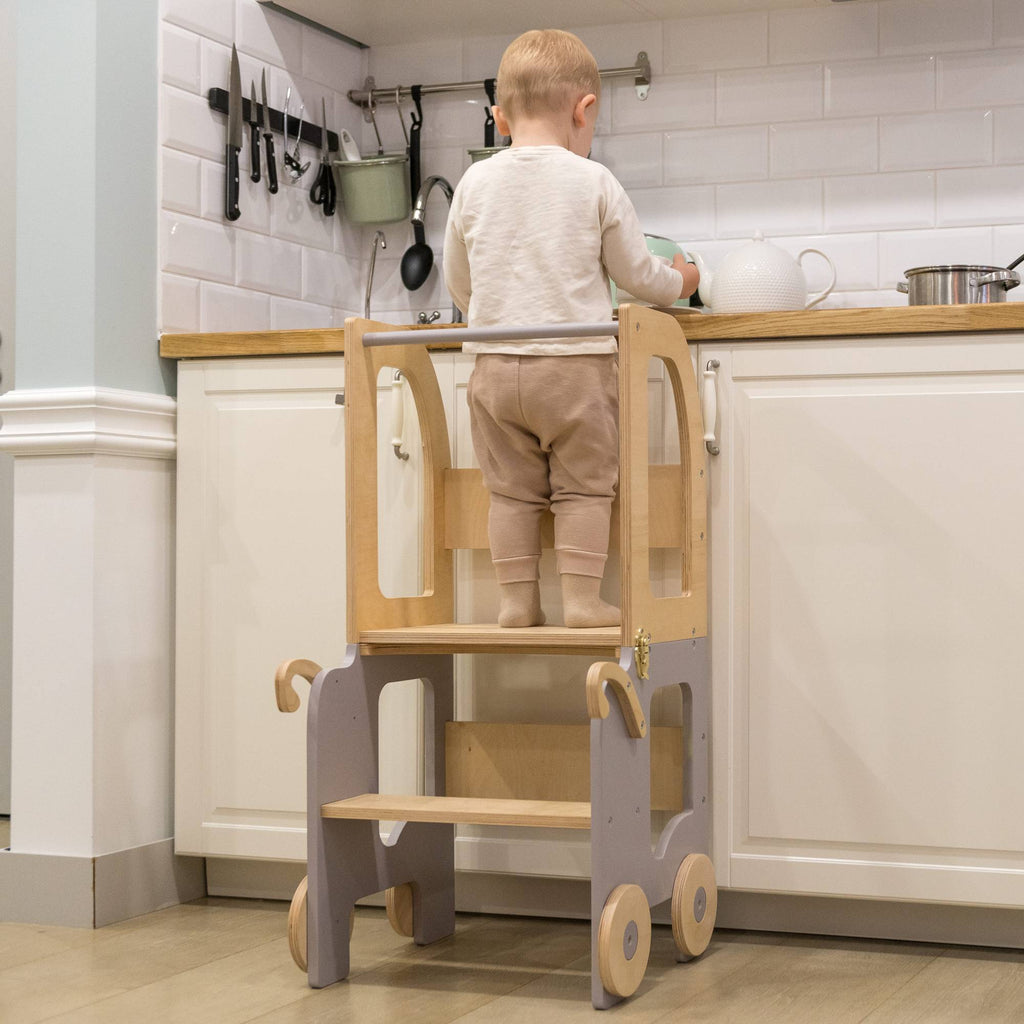 Montessori Lernturm Trolley – 3-in-1 Küchenhelfer für Kinder