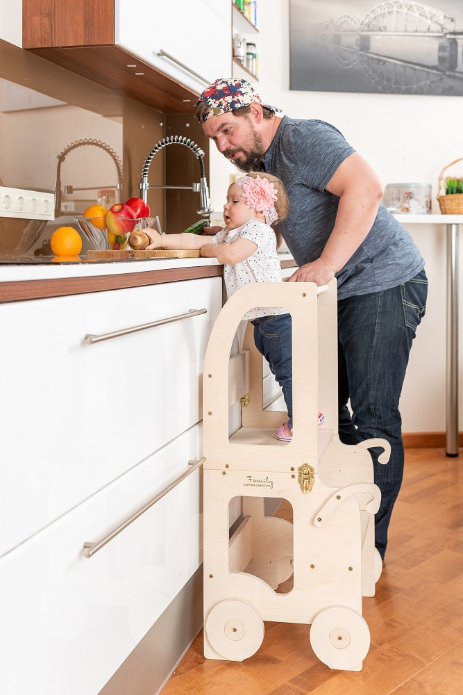 Montessori Lernturm Trolley – 3-in-1 Küchenhelfer für Kinder