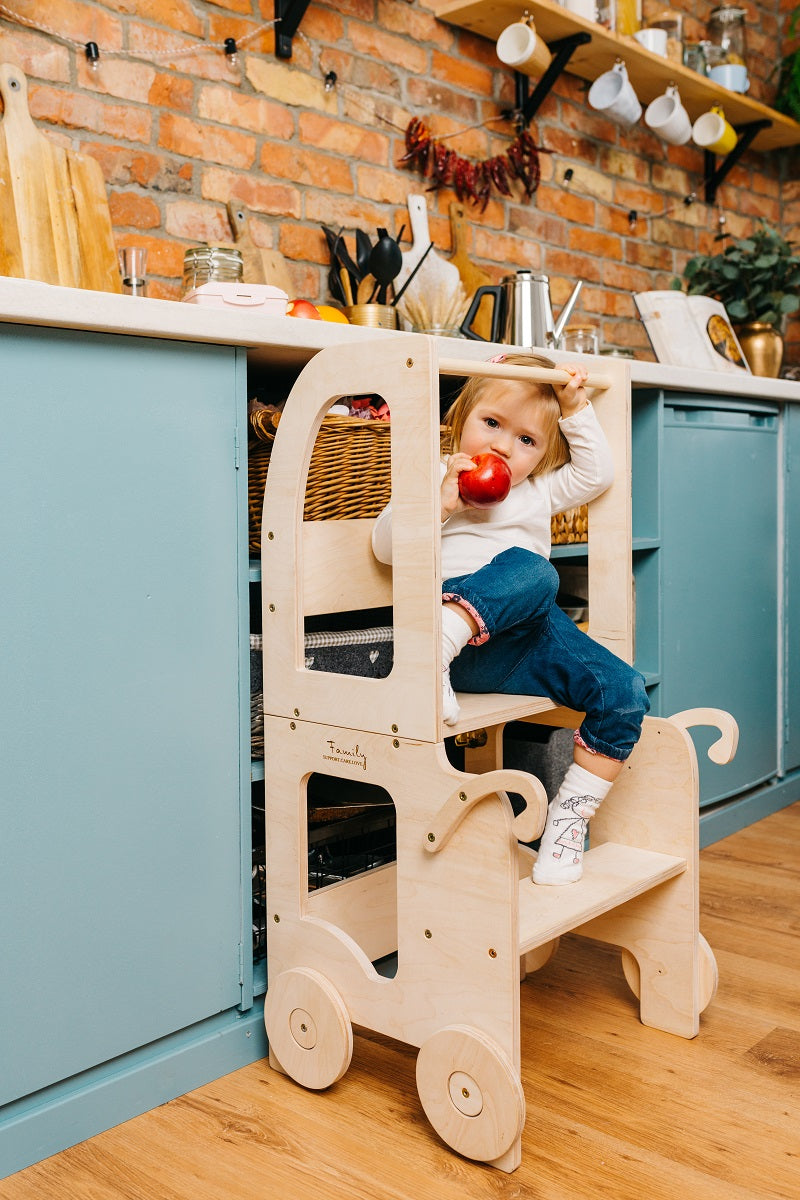 Montessori Lernturm Trolley – 3-in-1 Küchenhelfer für Kinder