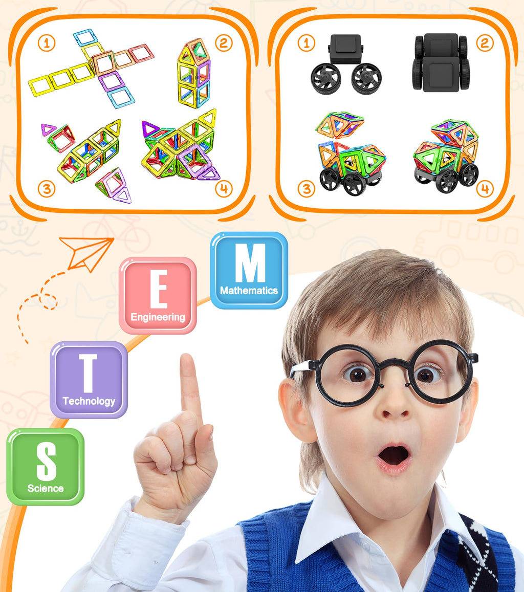 Montessori Magnetische Bausteine – 72 Teile Magnetspielzeug ab 3 Jahre