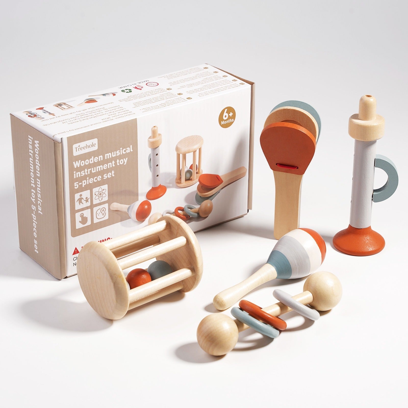 Montessori Musikinstrumente Holz-Set (5-tlg.) – Sensorik
