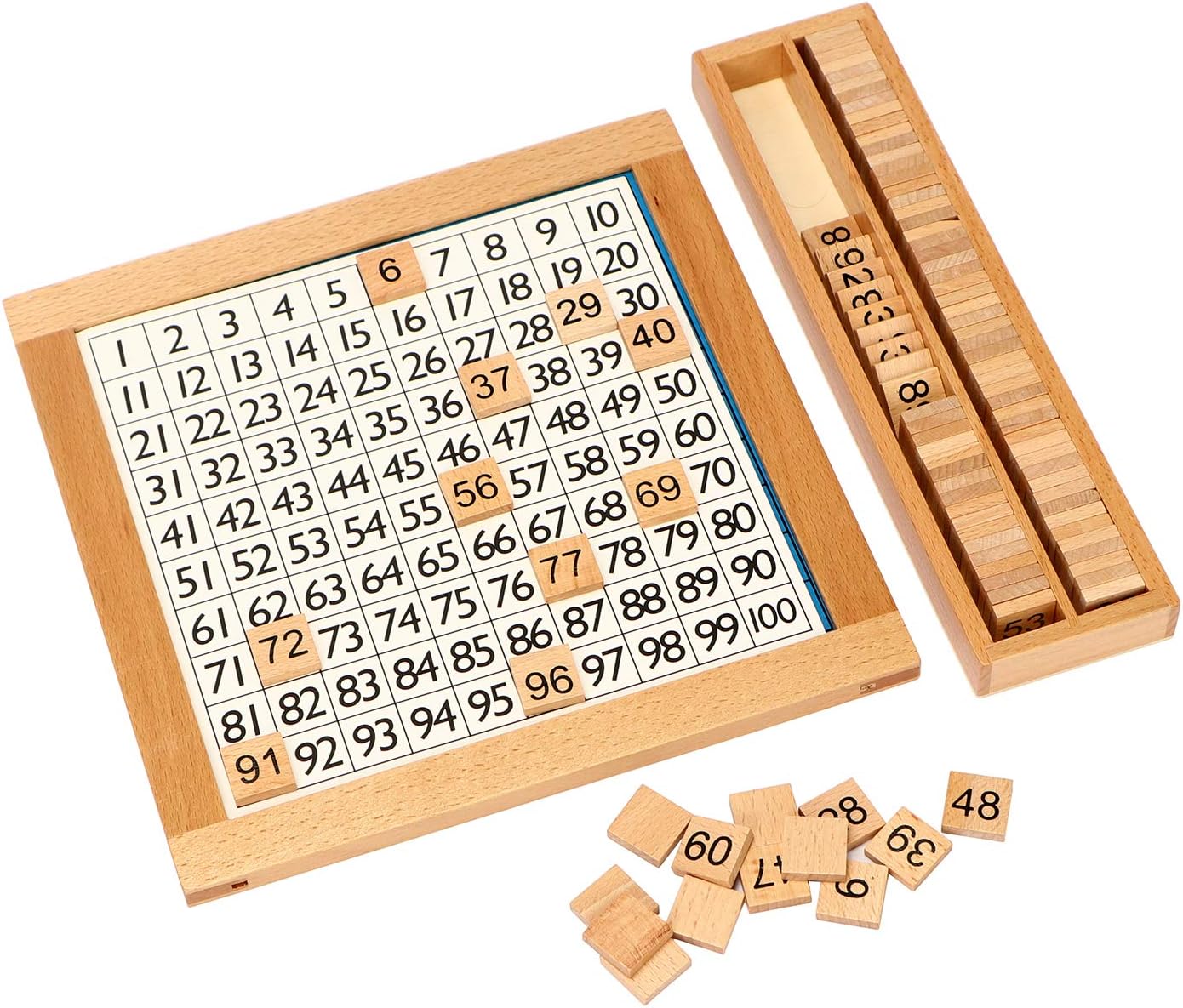 Montessori Zahlenbrett 1–100 aus Holz – Lernspiel für Zahlenverständnis & Logik