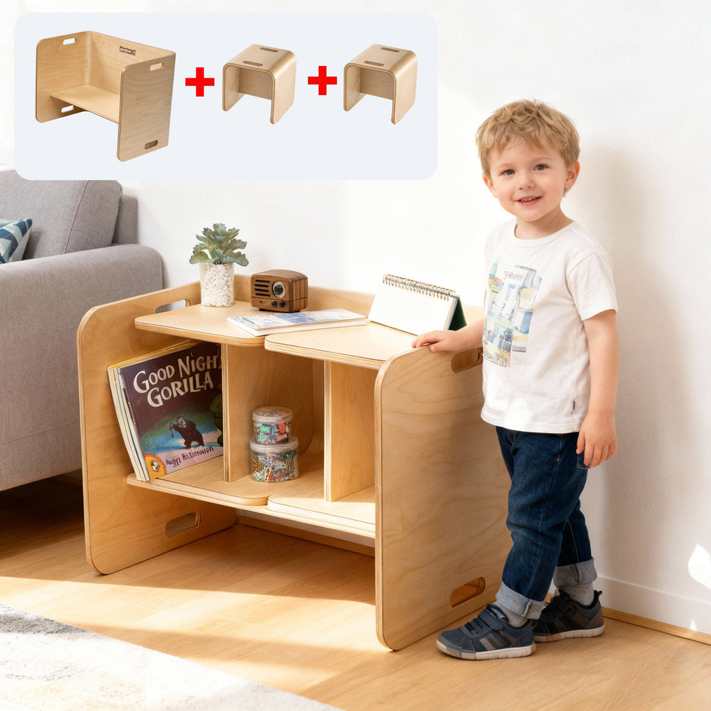 Montessori Tisch- & Stuhlset aus Holz – für langfristige Nutzung wandelbar