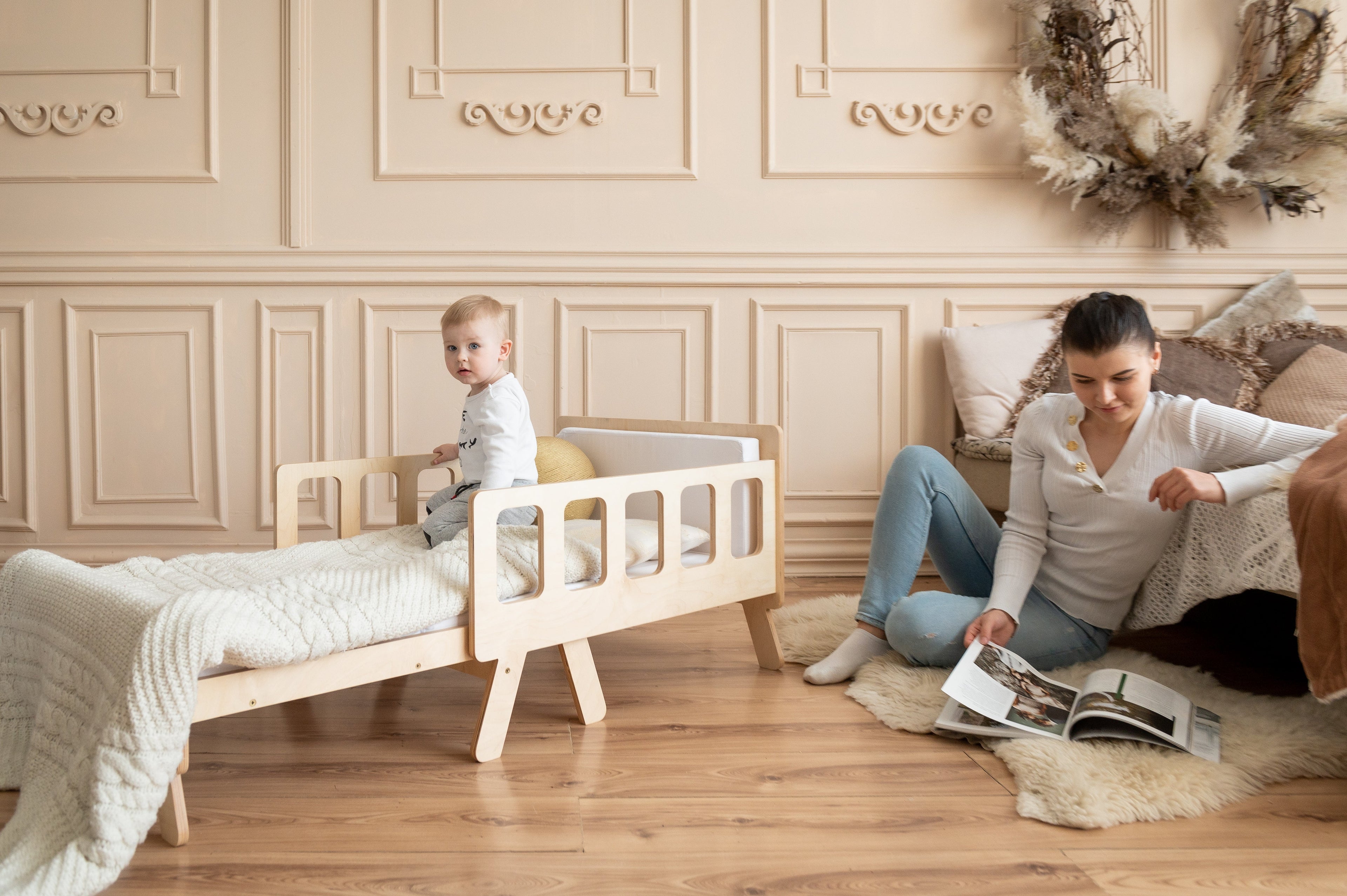 Mitwachsendes Montessori Kinderbett – 2-in-1 Bett & Sofa inkl. Matratze