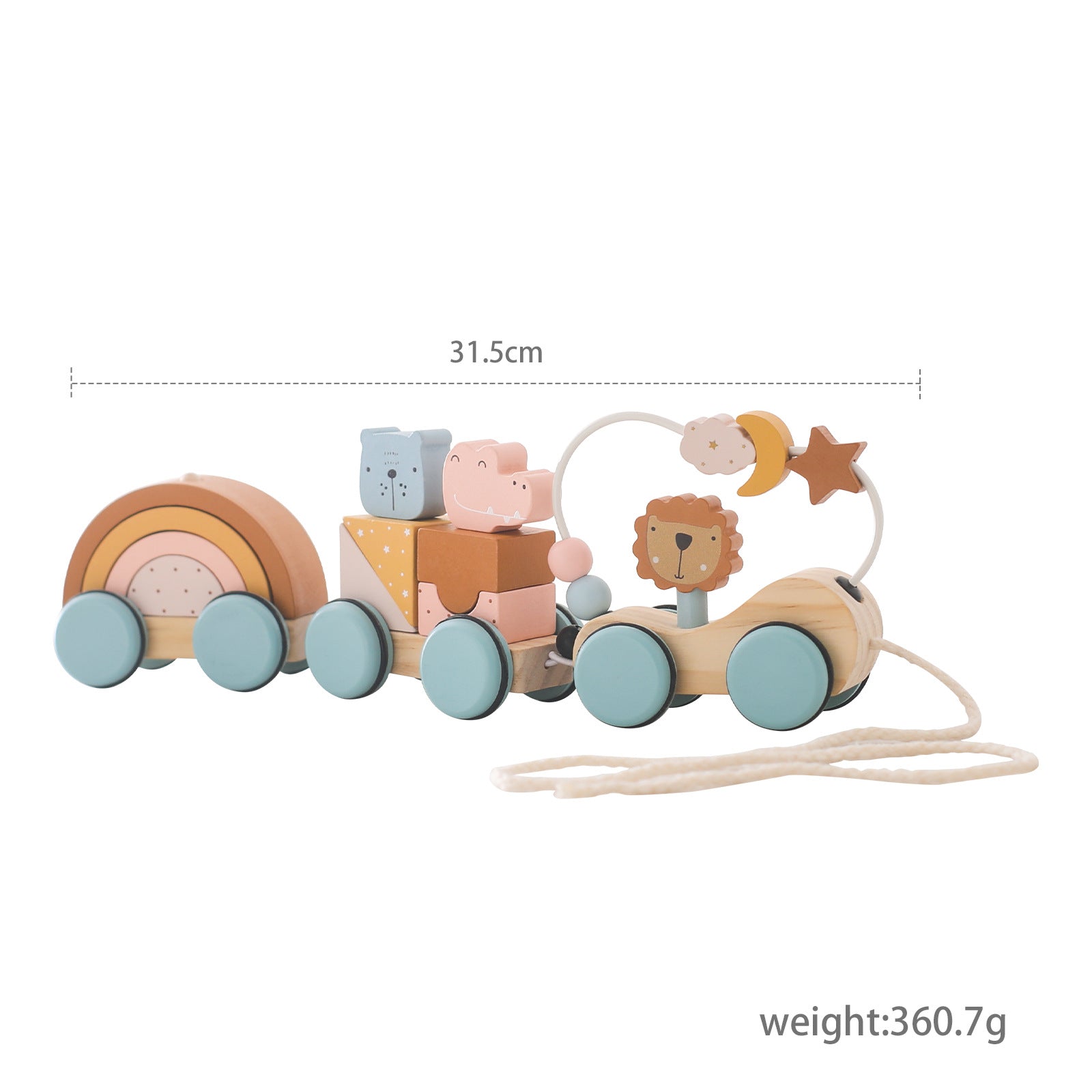Montessori Holz Zug mit Tieren – Lernspielzeug zum Stapeln & Ziehen