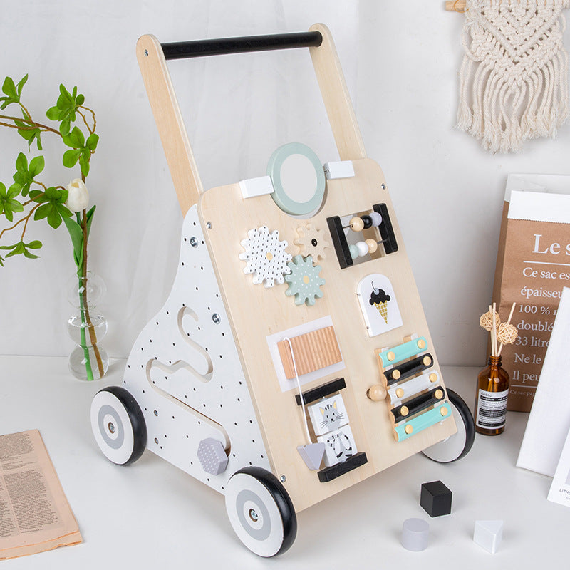 Montessori Schiebewagen aus Holz – 6-in-1 Spielzeug mit Spielelementen