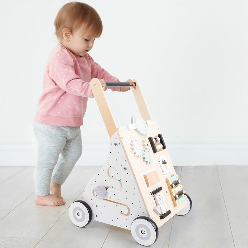 Montessori Lauflernwagen „Nordic“ aus Holz mit Busy Board
