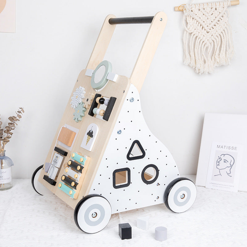 Montessori Lauflernwagen „Nordic“ aus Holz mit Busy Board