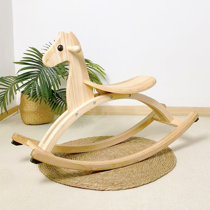 Massivholz Schaukelpferd Holz Natur