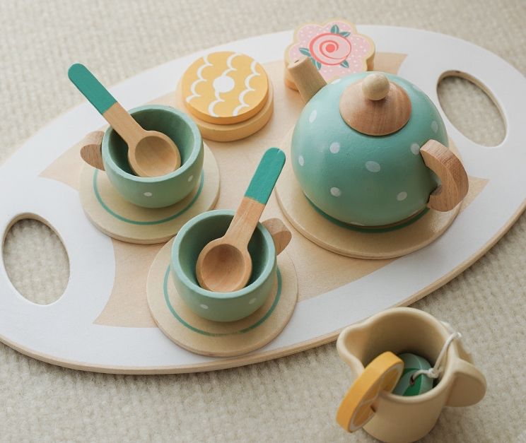 Montessori Holz Teeset Kinder – Rollenspiel Küchenspielzeug